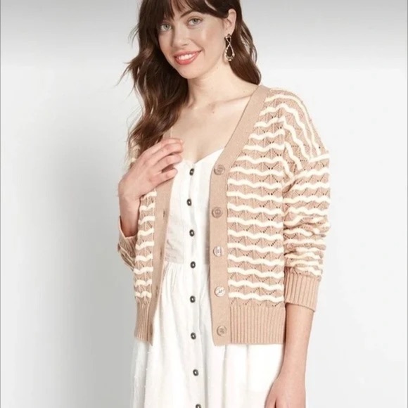 ModCloth A New Kind Of Wave Striped Open Knit Cardigan - Picture 7 of 7